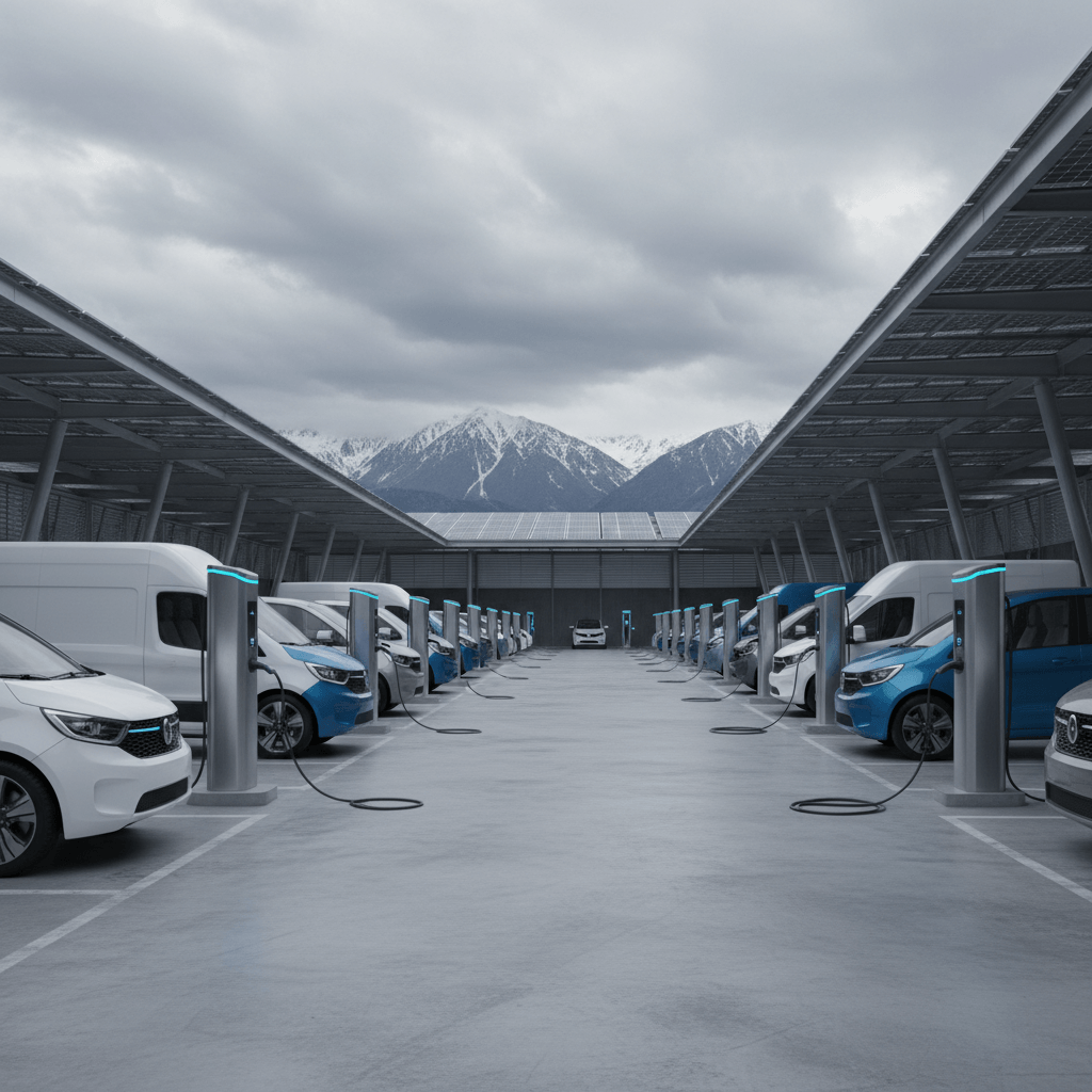 EV-Flotte an mehreren Ladepunkten