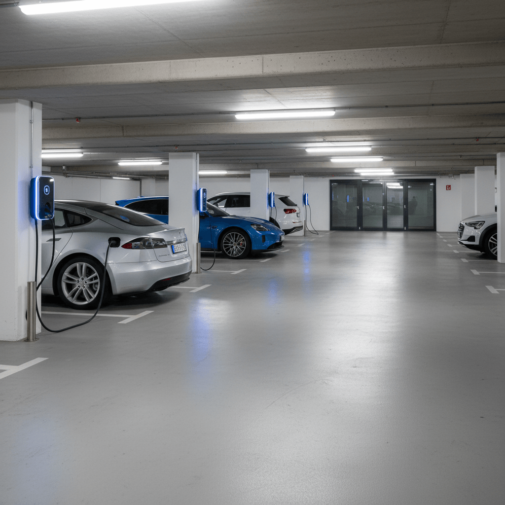 Kommerzielle Ladepunkte in einer Tiefgarage